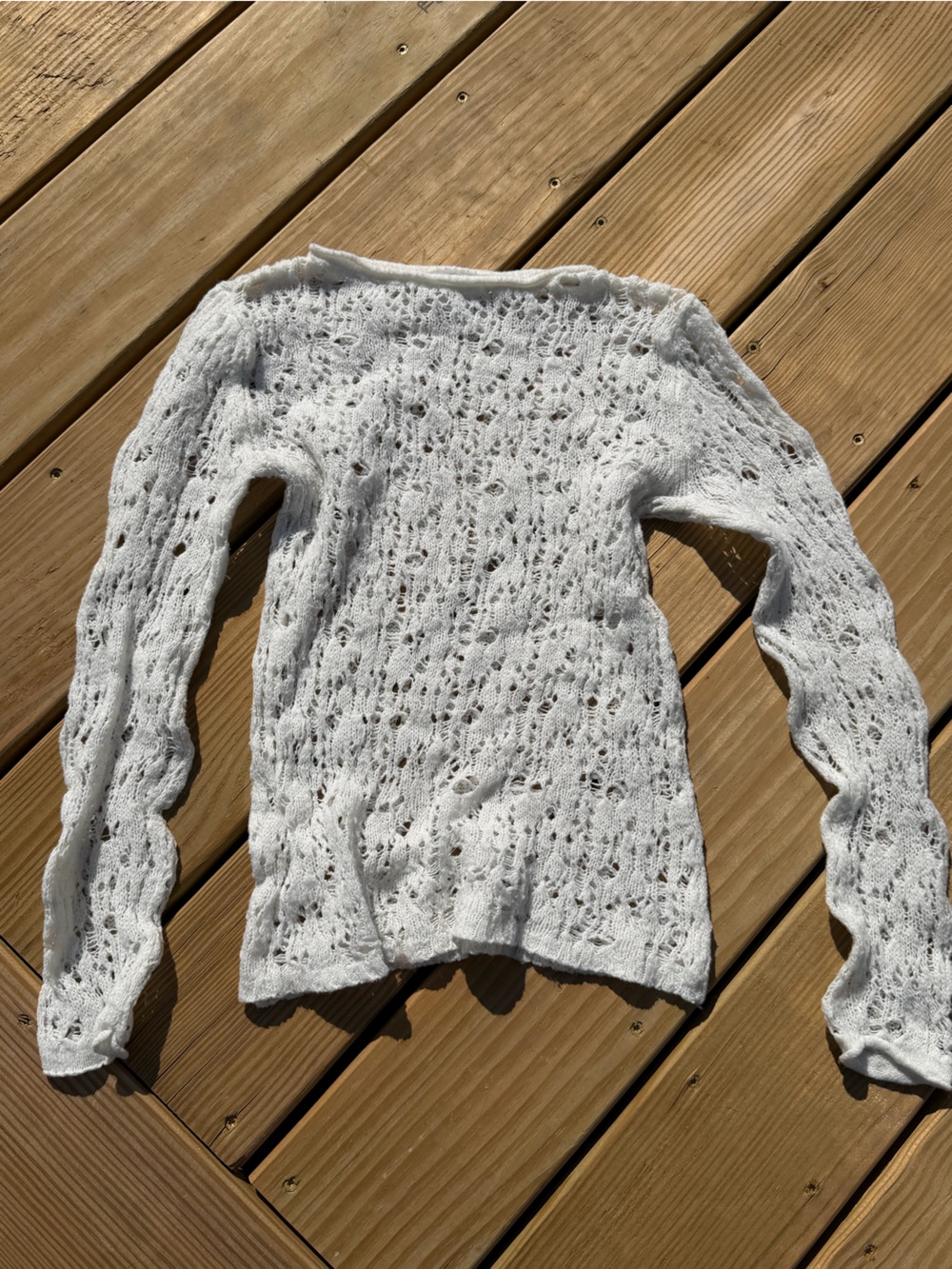 wild fable White Off-the-Shoulder Open-Knit Sweater